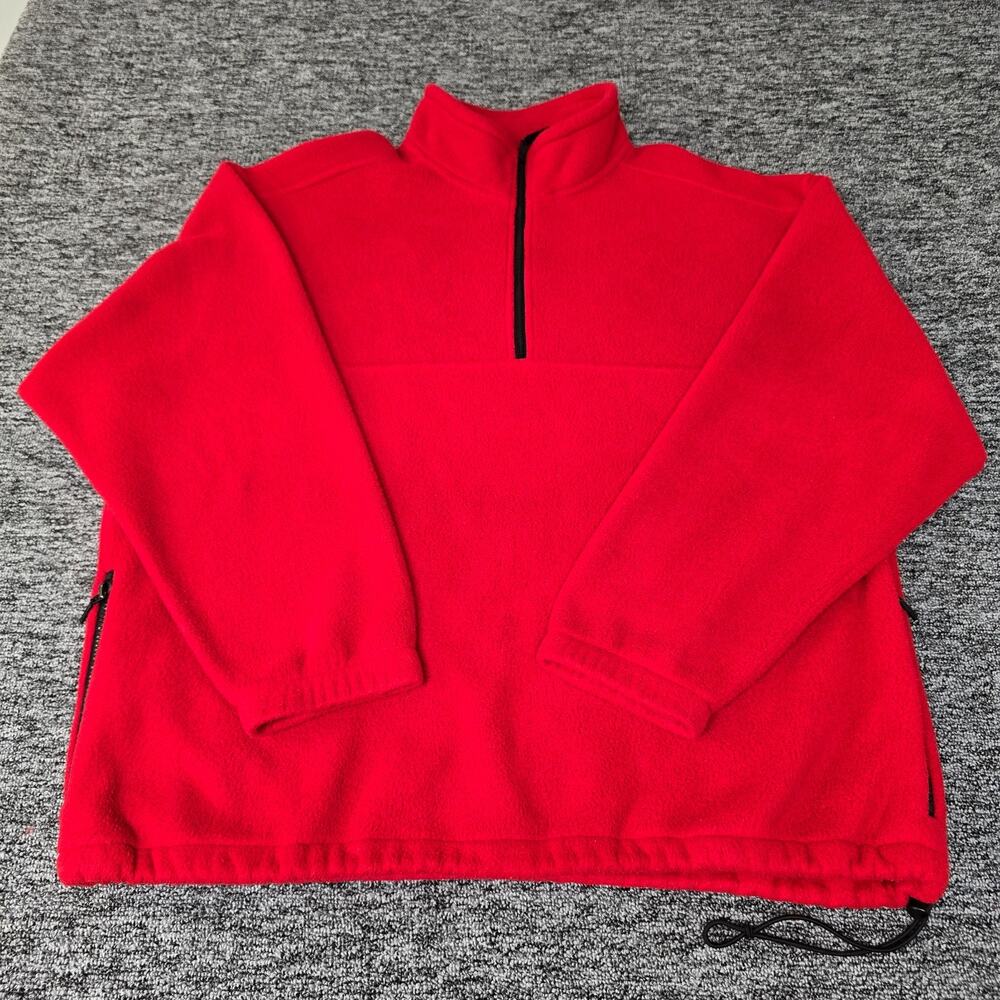 Eddie Bauer EBTEK Polartec Fleece Quarter Zip Men's XL Red Zip Pockets 90's Vtg